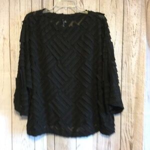 By JJ Elegant Black Sheer Design Chic Oversized Women's Top Size Medium